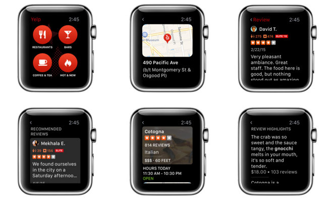 Yelp Announces App for Apple Watch with Locations and Reviews