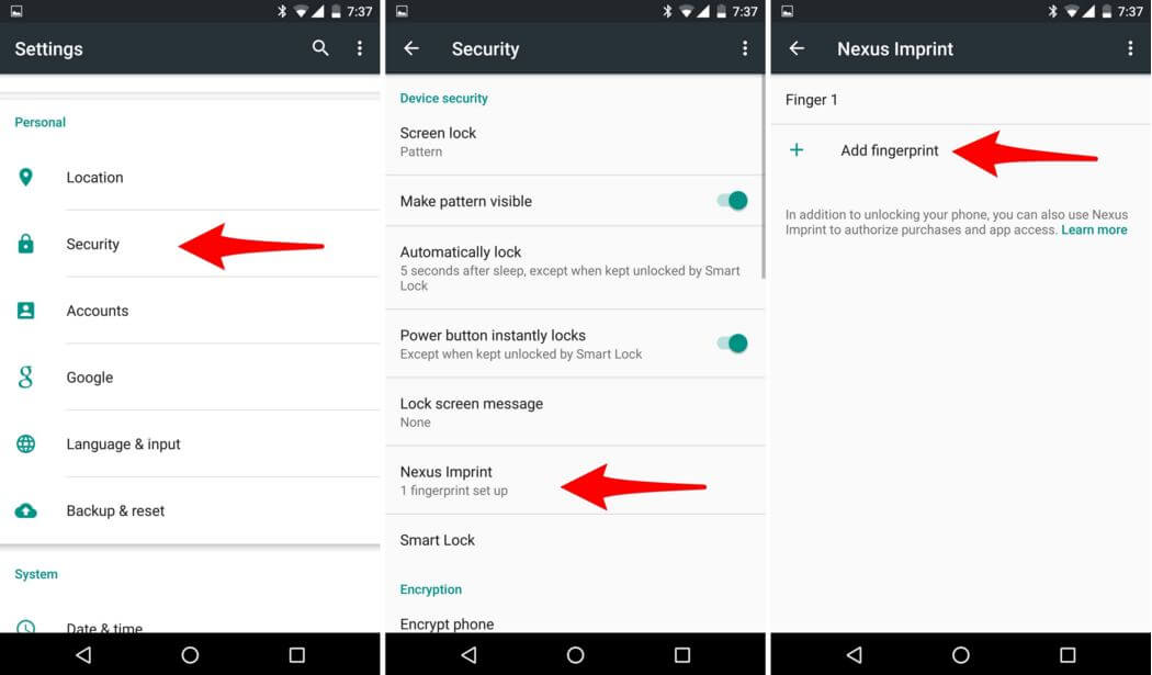 nexus 6p setup fingerprint