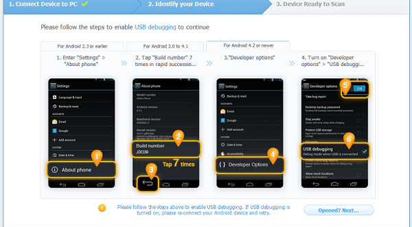 How to Recovery Deleted Data on Smartphone Internal Memory Step 2