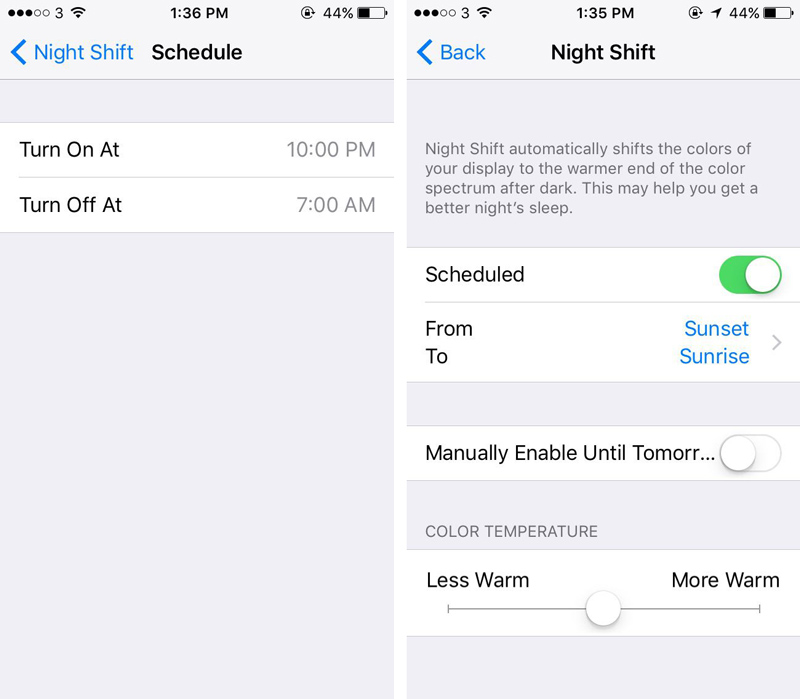 Problems on iOS 9.3 and How to Fix It - Night Shift
