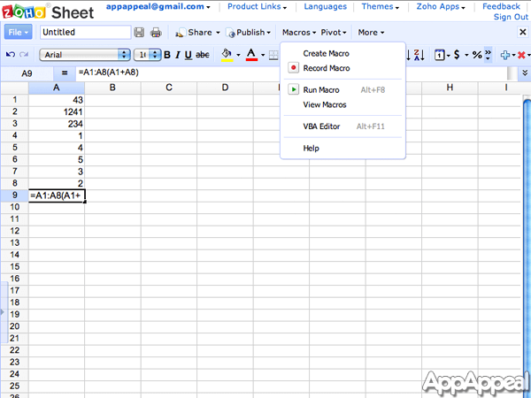 zoho sheet