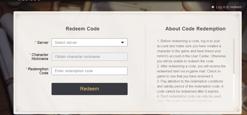 Genshin Impact Codes