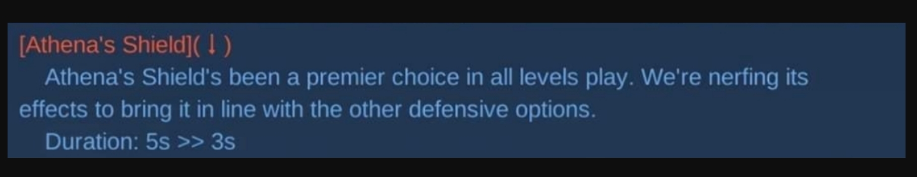 Athena Shield Nerf
