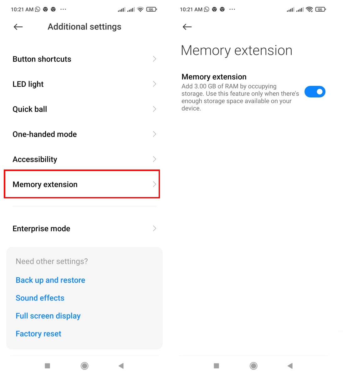 Xiaomi Virtual RAM Extension