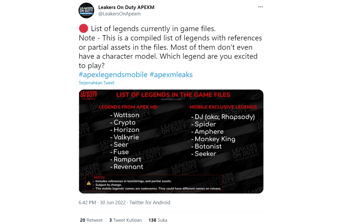 Apex Legends Mobile Exclusive Legends