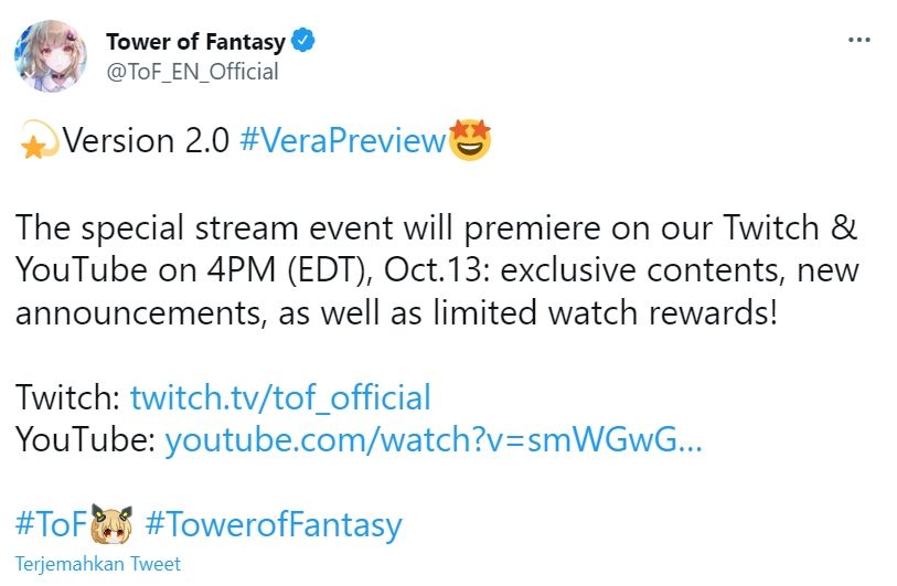 Tower of Fantasy Vera Update