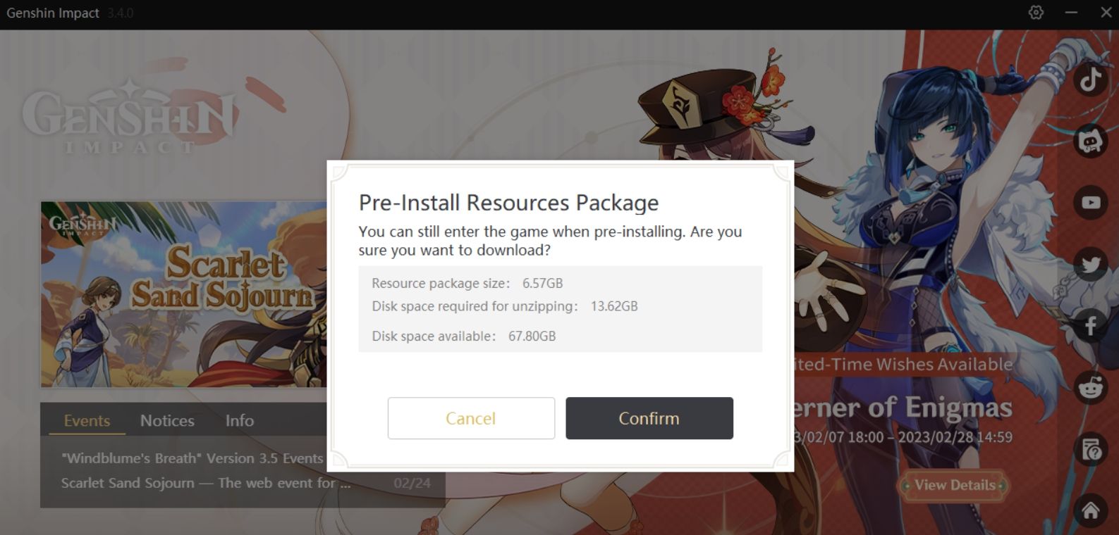 Genshin Impact 3.5 Size Download