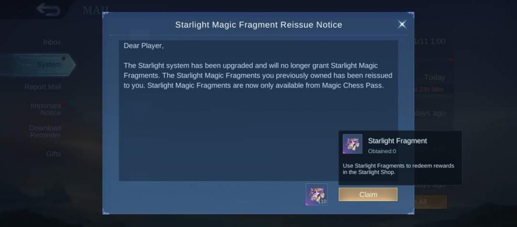 Mobile Legends Starlight Fragments