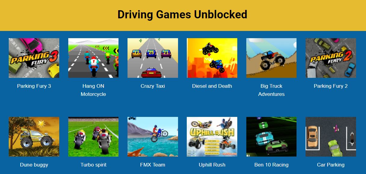 Rev up your excitement because we've got something special just for you: Unblocked Driving Games! These Unblocked Games have been curated with your enjoyment in mind,