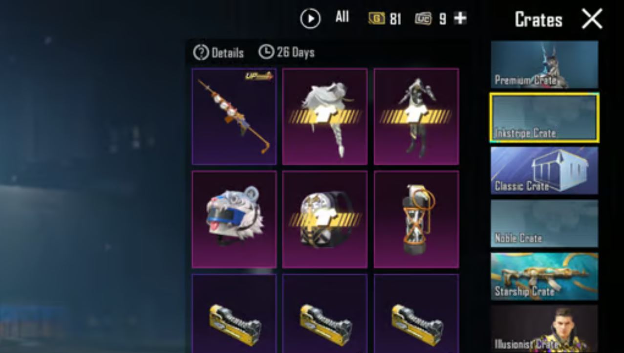 BGMI - All Inkstripe Crate Rewards