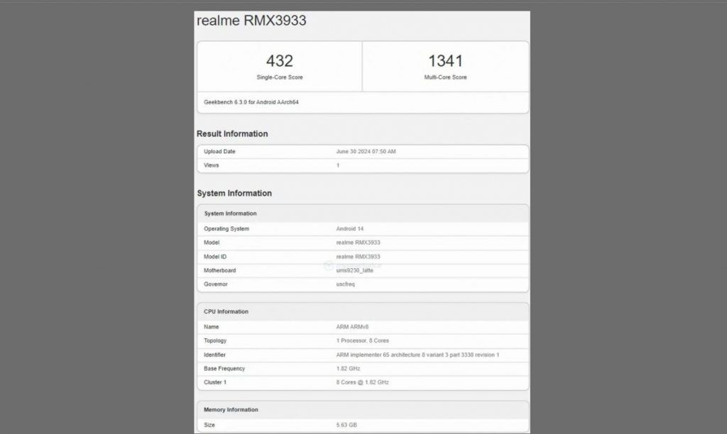 Realme Note 60 Known Specifications Leaks in Geekbench