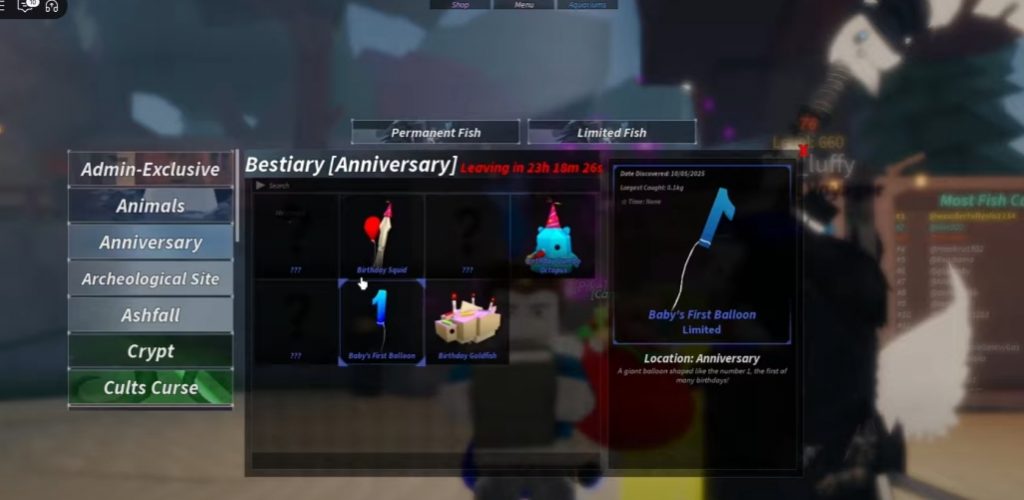 FISCH Guide How to Complete the Anniversary Bestiary 2025