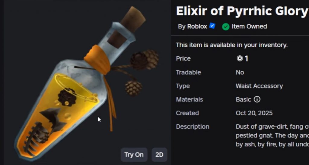 How to Get the Elixir of Pyrrhic Glory Roblox Halloween Spotlight Event
