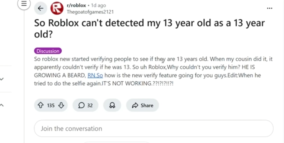 Roblox AI Age Verification Update Sparks Player Backlash