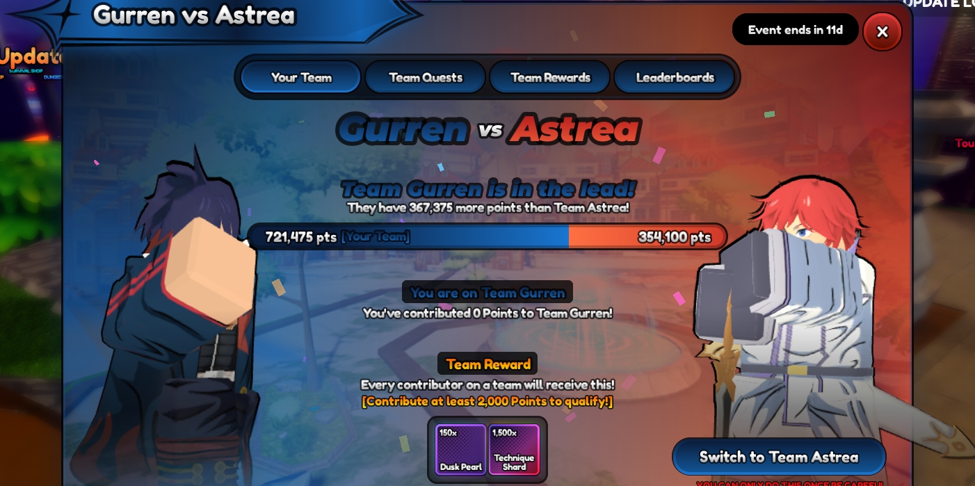 Anime Last Stands Gurren vs Astrea Event Guide How to Change Teams and Earn Points!