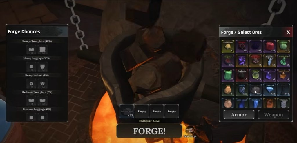 Best Crafting Recipes Weapons & Heavy Armor Roblox The Forge Guide!
