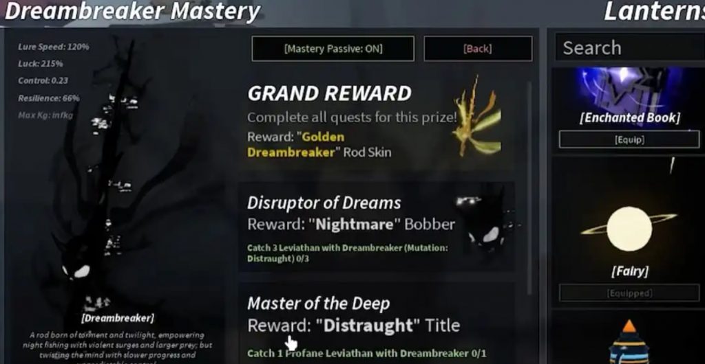 Dreambreaker Mastery in Fisch