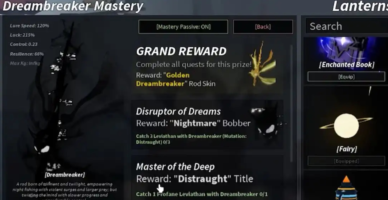 Dreambreaker Mastery in Fisch