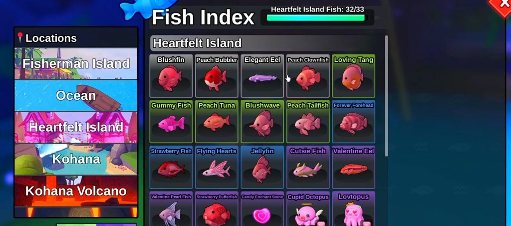 All Valentine Event Fish Index Guide Fish It 2026 - Heartfelt Island