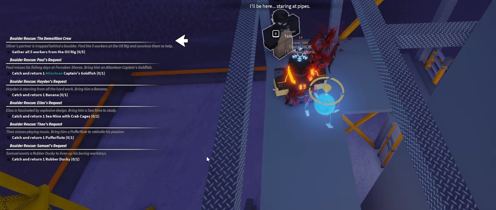 Fisch Oliver Boulder Rescue Quest Oil Rig Guide, How to Find Them & Get All The Fish!