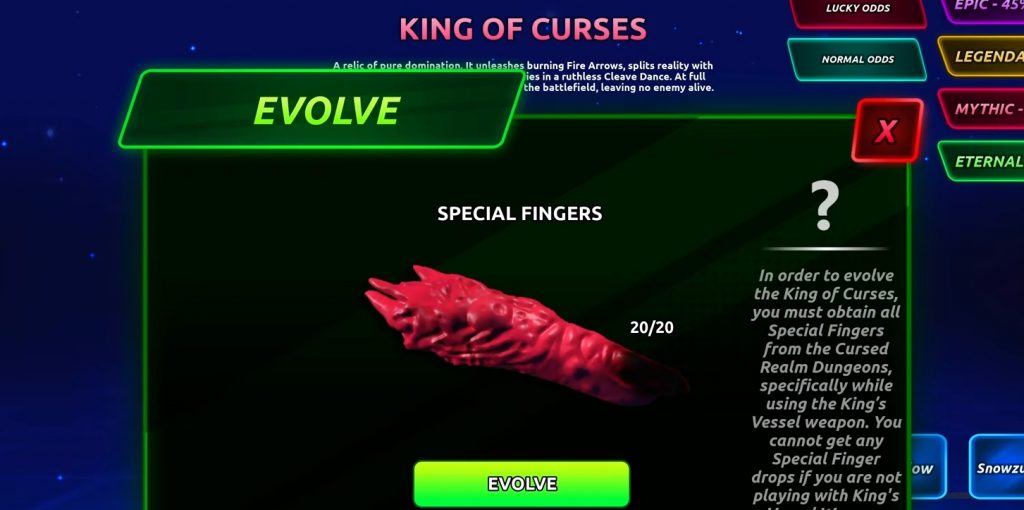 Anime Final Quest Guide, How to Evolve King of Curses & Get Special Fingers