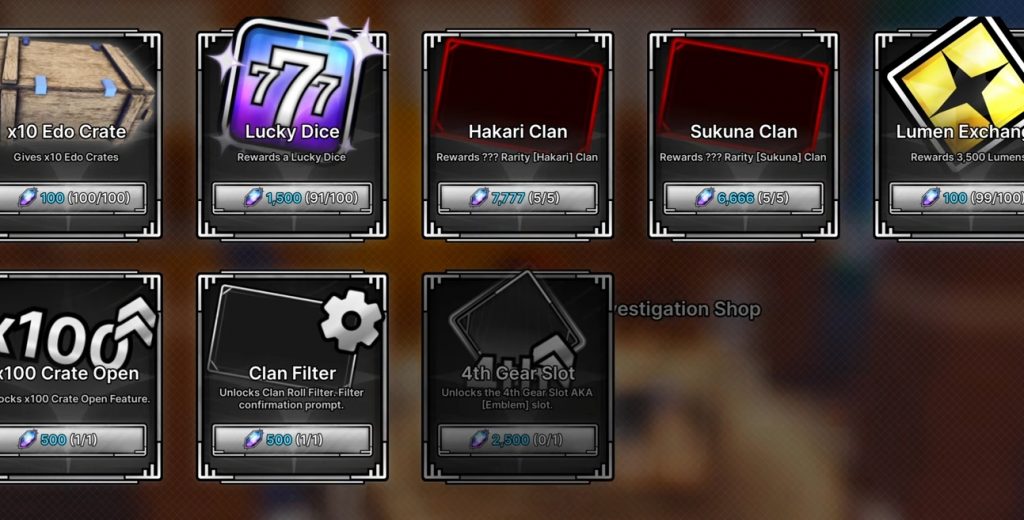 Emblem and Ailment Guide in Jujutsu Zero