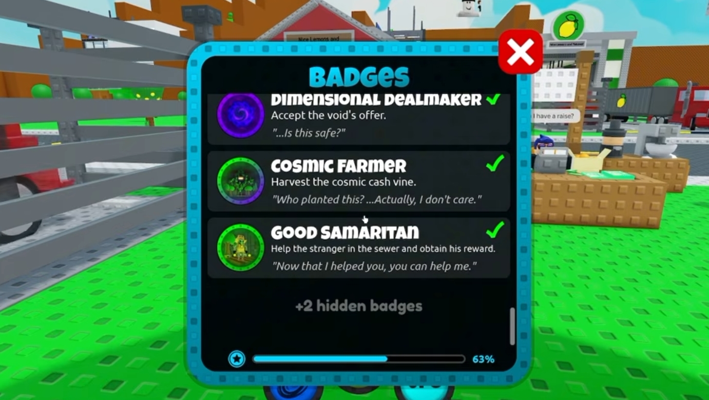 How to Get All Hidden Badges in Sell Lemons Roblox