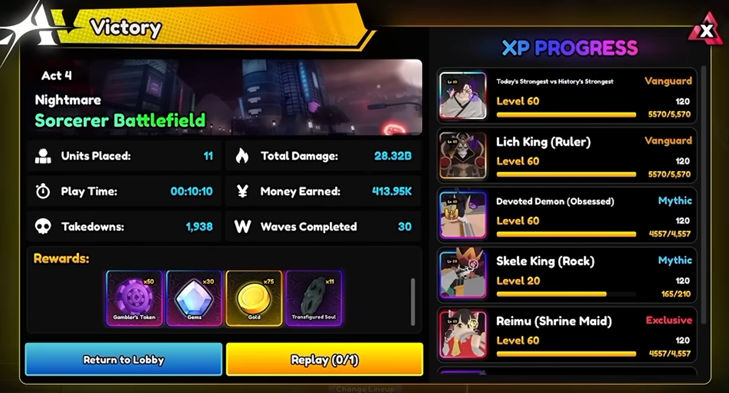 How to Solo Act 4 Sorcerer Battlefield Raid in Anime Vanguards Update 14