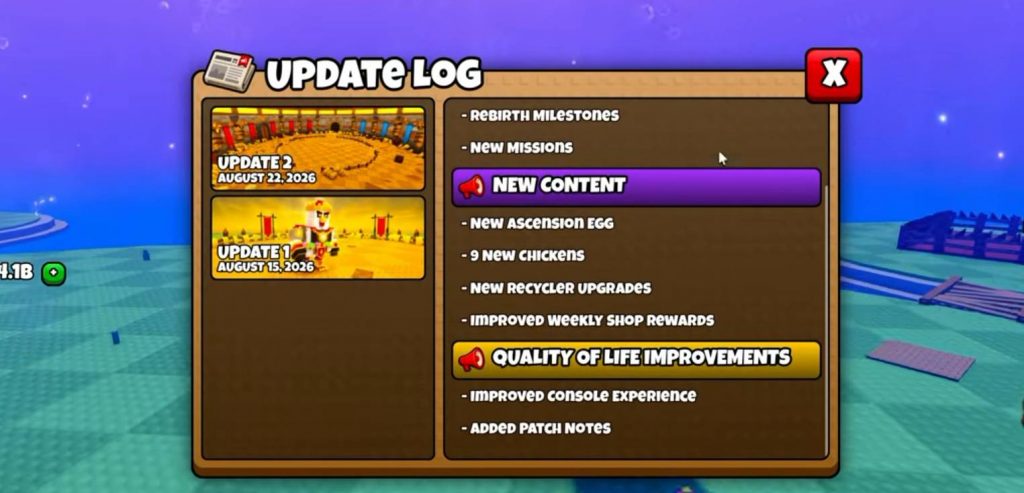 Full Guide to Update 2 in Grow A Chicken Fighter: Ascension Egg, Chicken Arena, and More!