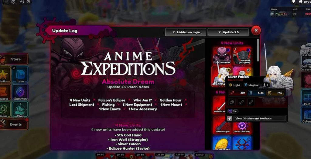 How to Get Silver Falcon in Anime Expeditions Update 2.5