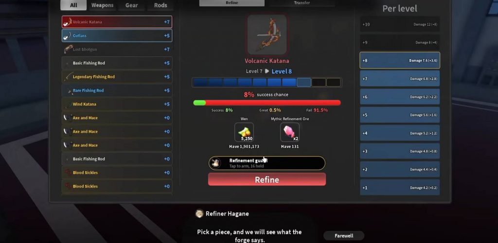 Slayers 2 Level 10 Weapon Refinement Guide