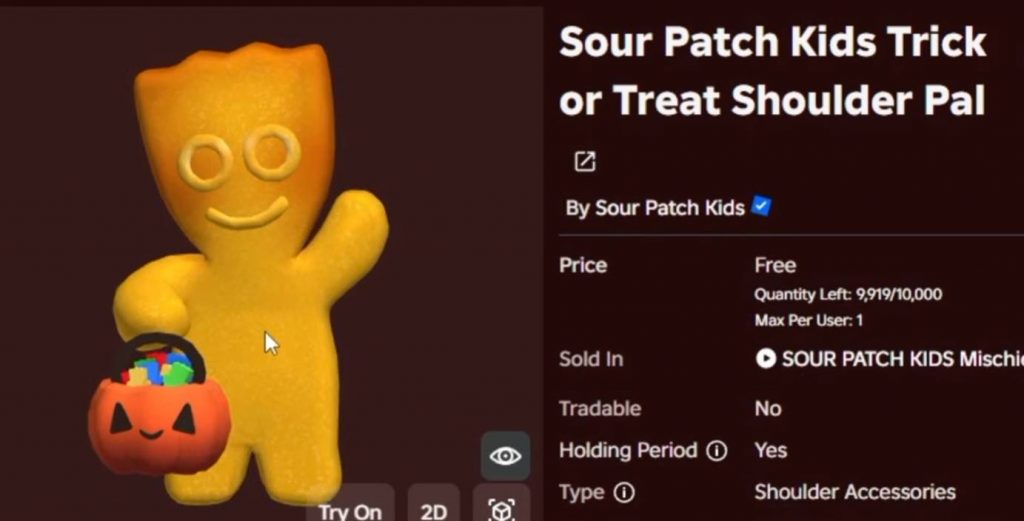 How to Get Sour Patch Kids Trick or Treat Shoulder Pal for Free in Roblox