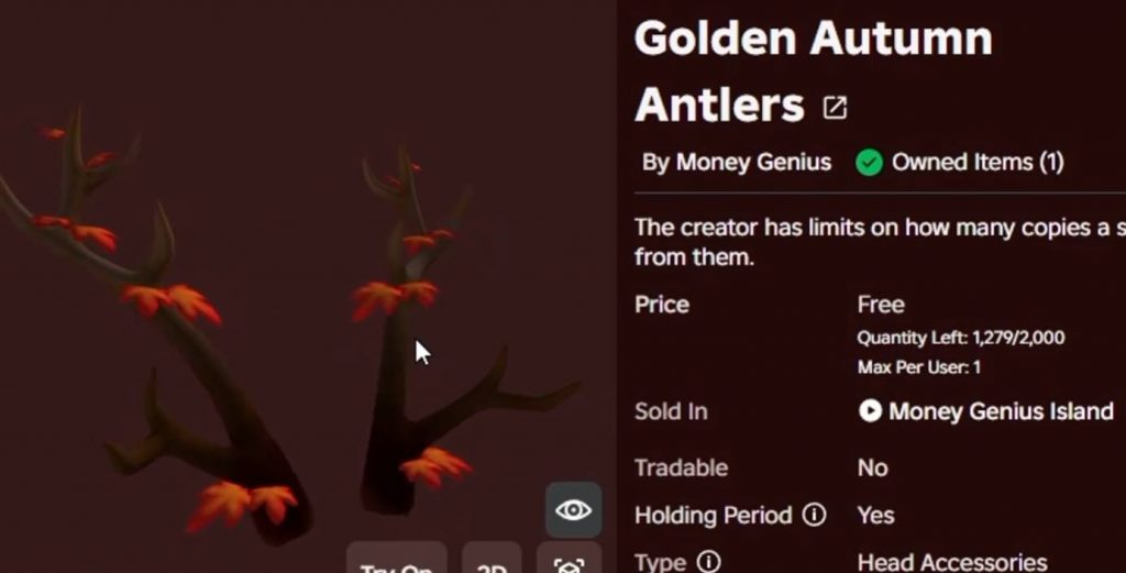 How to Get Golden Autumn Antlers for Free in Roblox Money Genius Island
