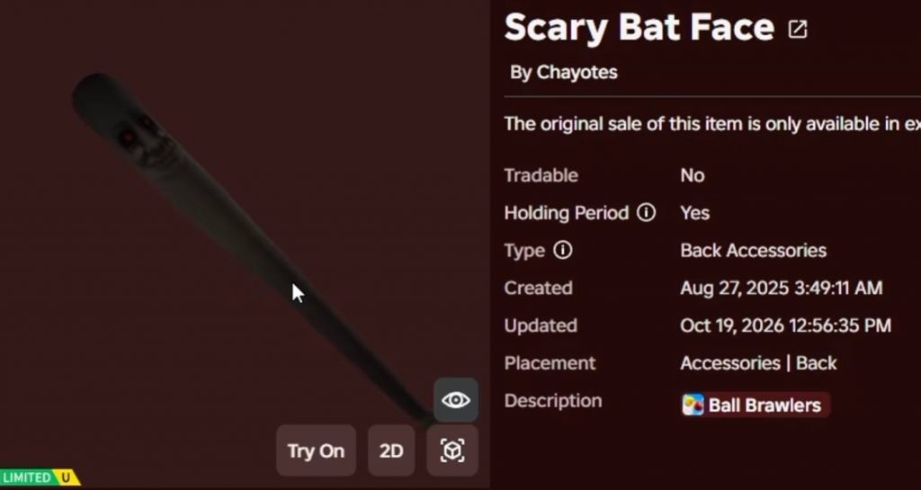 How to Get the Free Scary Bat Face UGC in Roblox Ball Brawlers Guide
